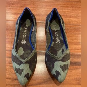 Rothy's Olive Green Camo Knit The Point Recycled Material Ballet Flats Size W9